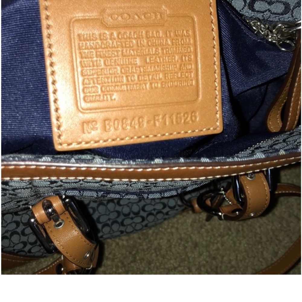 Coach Blue and Tan Signature Tote - Picture 5 of 12